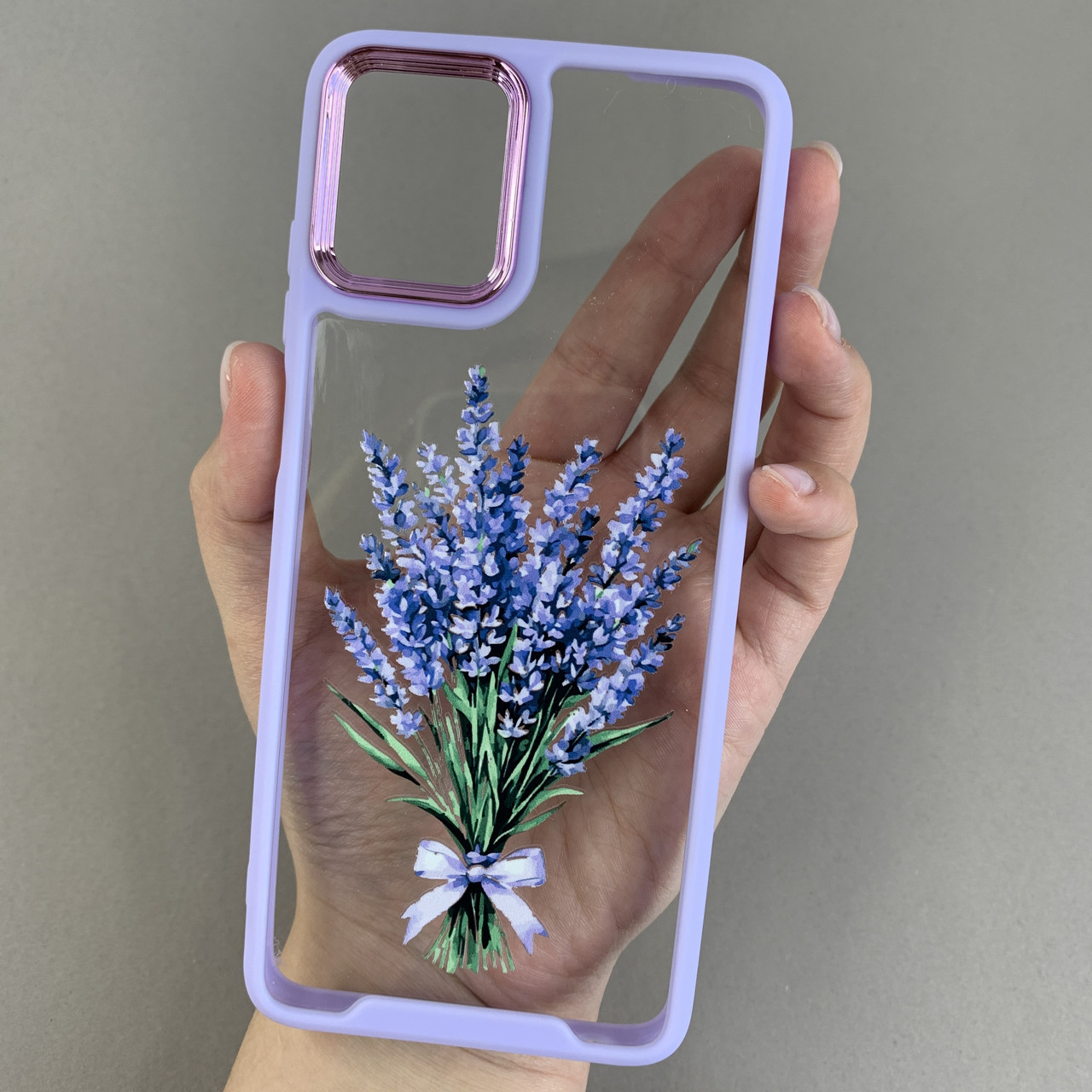 Чохол для Motorola G32 прозорий чохол з принтом лаванди з бузковою рамкою на телефон моторола г32 q07h