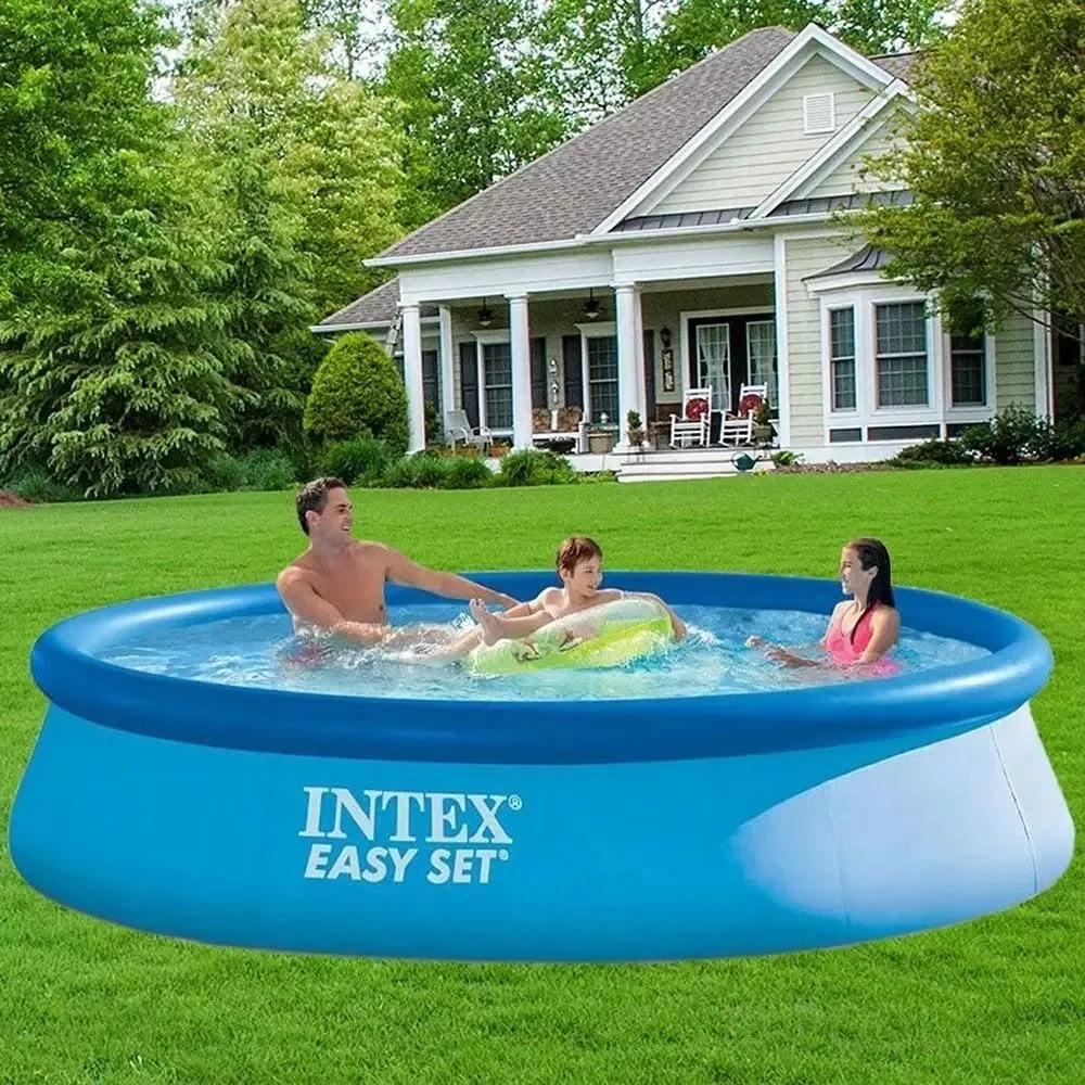 Наливний басейн з фільтром Intex 28108 244 см х 61 см, великий сімейний надувний басейн