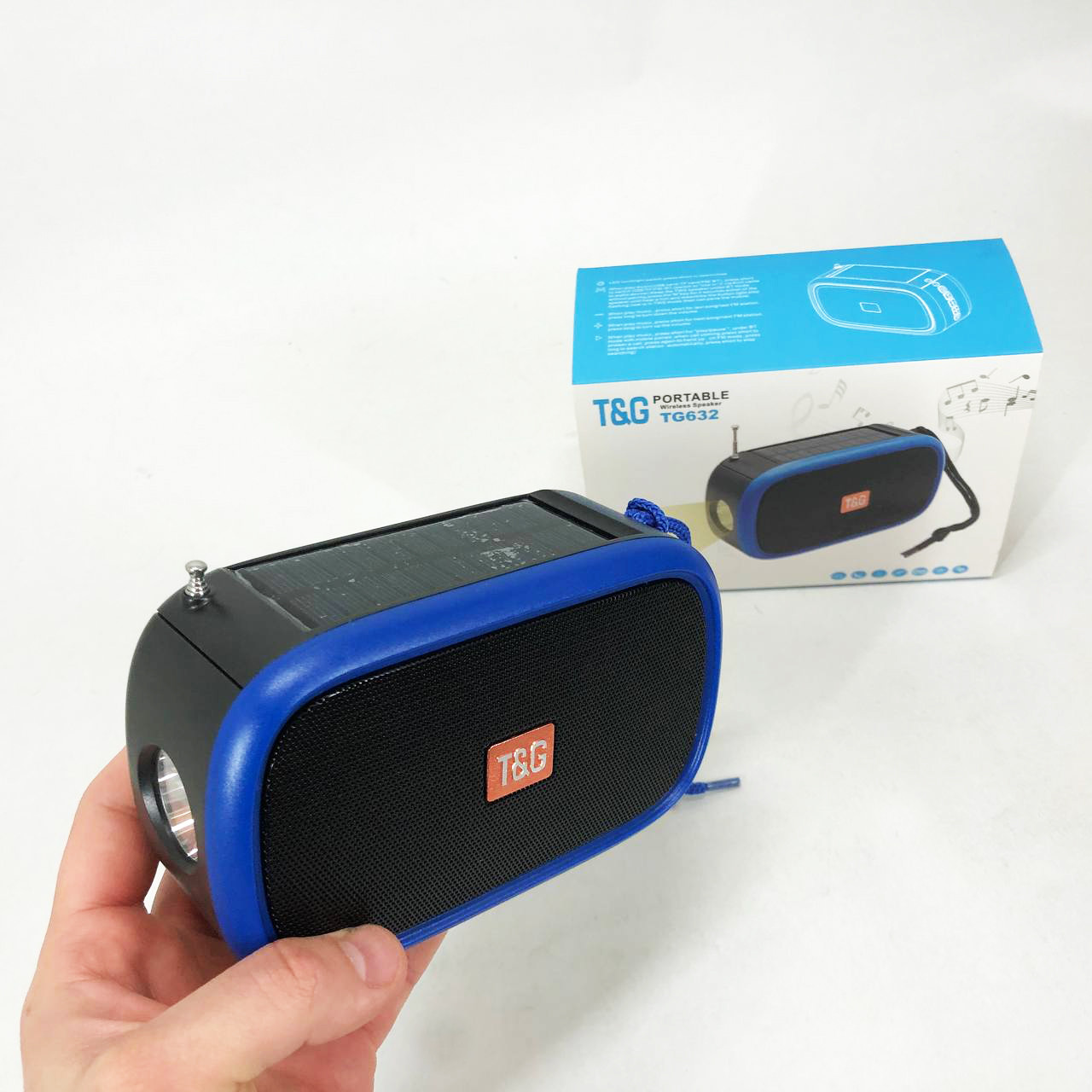 Bluetooth-колонка TG632 з радіо, ліхтарем, сонячною батареєю та гучномовцем. ZL-695 Колір: синій