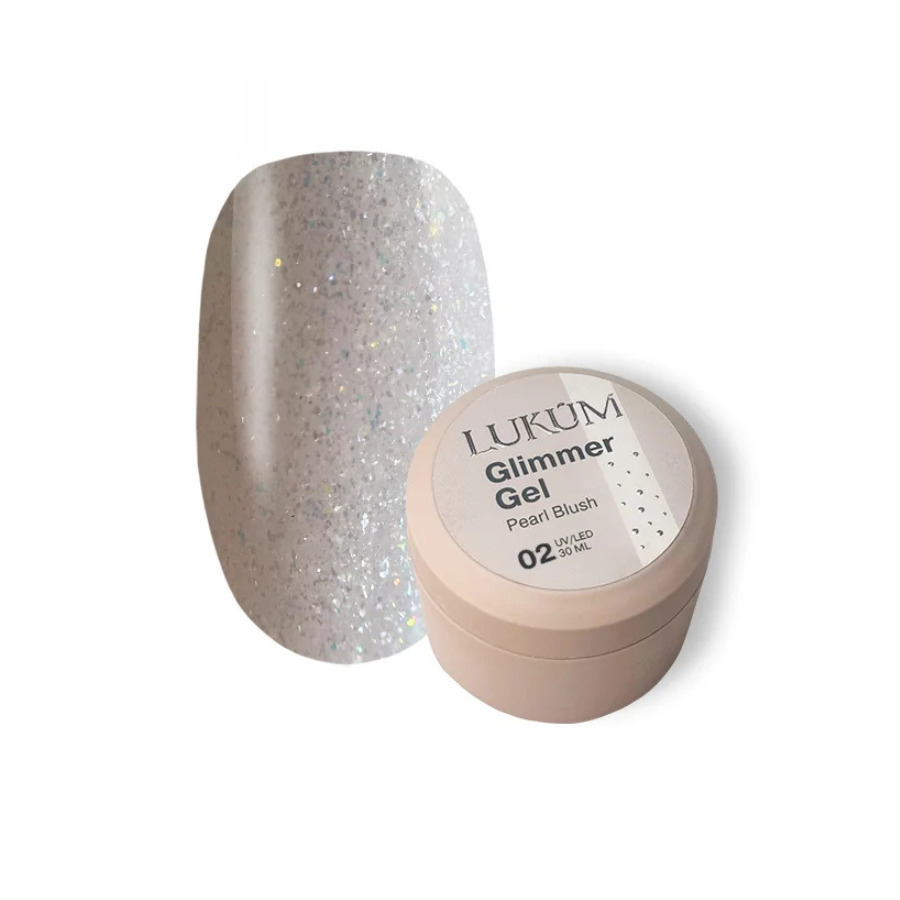 Моделюючий гель Lukum Builder Gel Glimmer №02 Pink pearls з перловим шиммером, 30 мл