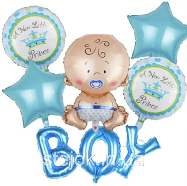 Набір фольгованих куль BOY, блакитний, фото 1