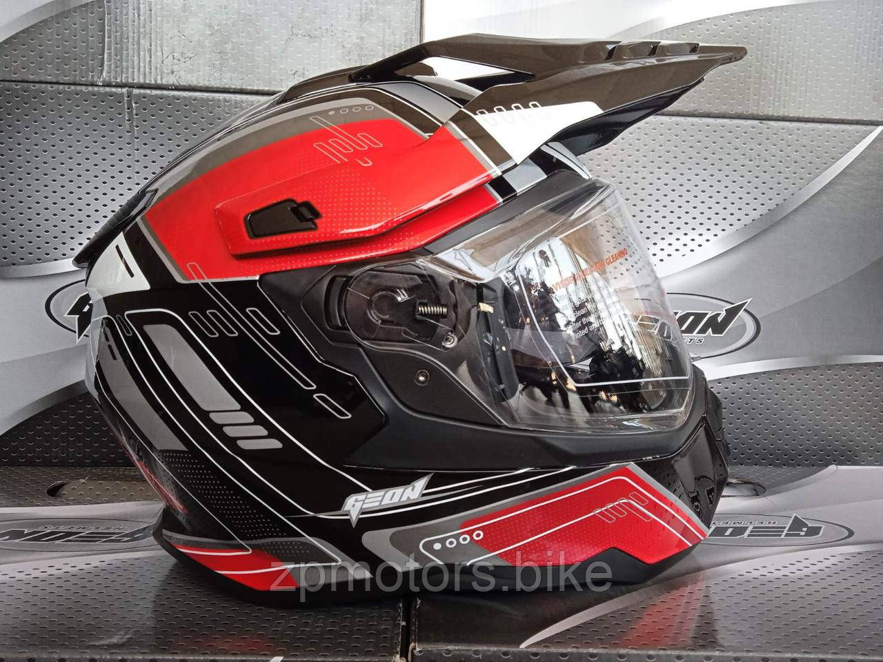 Мотошолом, шелом GEON 722 SHINY WHITE-RED -S