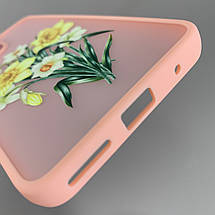 Чохол для Motorola G14 персиковий матовий чохол з принтом нарцисів на телефон моторола г14 q07l, фото 4
