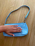 Жіноча сумка 8034 багет лакова блакитна, фото 6