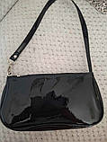 Жіноча сумка 8034 багет лакова чорна, фото 6
