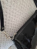 Жіноча сумка 8034 багет лакова чорна, фото 7