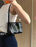 Жіноча сумка 8034 багет лакова чорна, фото 10