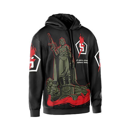 Худі чоловіче з принтом «5-та окрема штурмова Київська бригада. Захисник столиці» чорний, фото 1