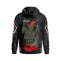 Худі чоловіче з принтом «5-та окрема штурмова Київська бригада. Засновники Києва» чорний, фото 2