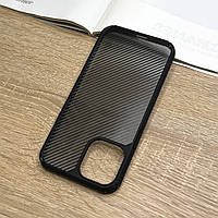 Чохол на iPhone 12 Pro Max матовий в карбоновому стилі Carbon Black Design