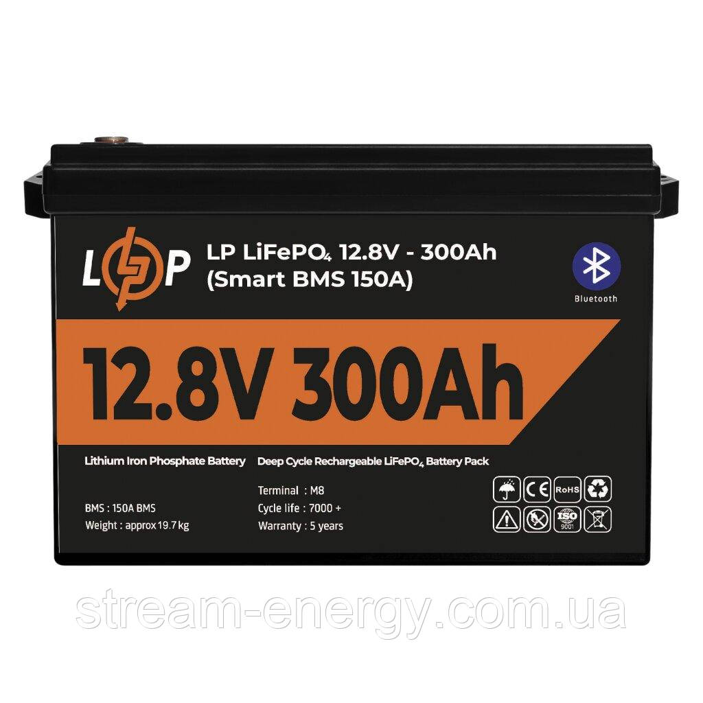Акумулятор LP LiFePO4 12,8V - 300 Ah (3840Wh) (Smart BMS 200А) з BT пластик, фото 1