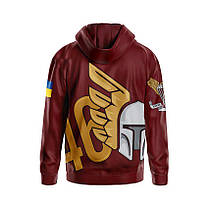 Худі чоловіче з принтом «46-та окрема аеромобільна бригада. Крилатий штурм» бордовий, фото 2