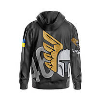 Худі чоловіче з принтом «46-та окрема аеромобільна бригада. Крилатий штурм» сірий, фото 2