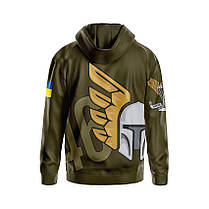 Худі чоловіче з принтом «46-та окрема аеромобільна бригада. Крилатий штурм» хакі, фото 2