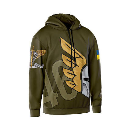 Худі чоловіче з принтом «46-та окрема аеромобільна бригада. Крилатий штурм» хакі, фото 1
