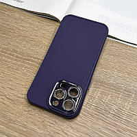 Чехол на iPhone 14 Pro Max фиолетовый цвет с защитой камеры линзами