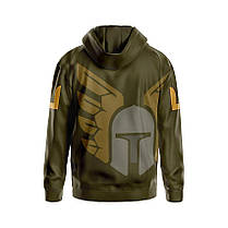 Худі чоловіче з принтом «46-та окрема аеромобільна бригада. Герої неба» хакі, фото 2