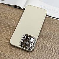 Чехол на iPhone 14 Pro Max белый молочный цвет с защитой камеры линзами