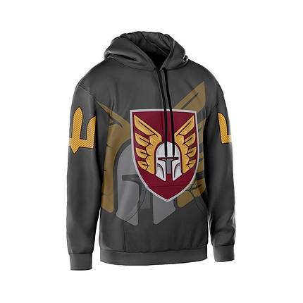 Худі чоловіче з принтом «46-та окрема аеромобільна бригада. Герої неба» сірий, фото 1