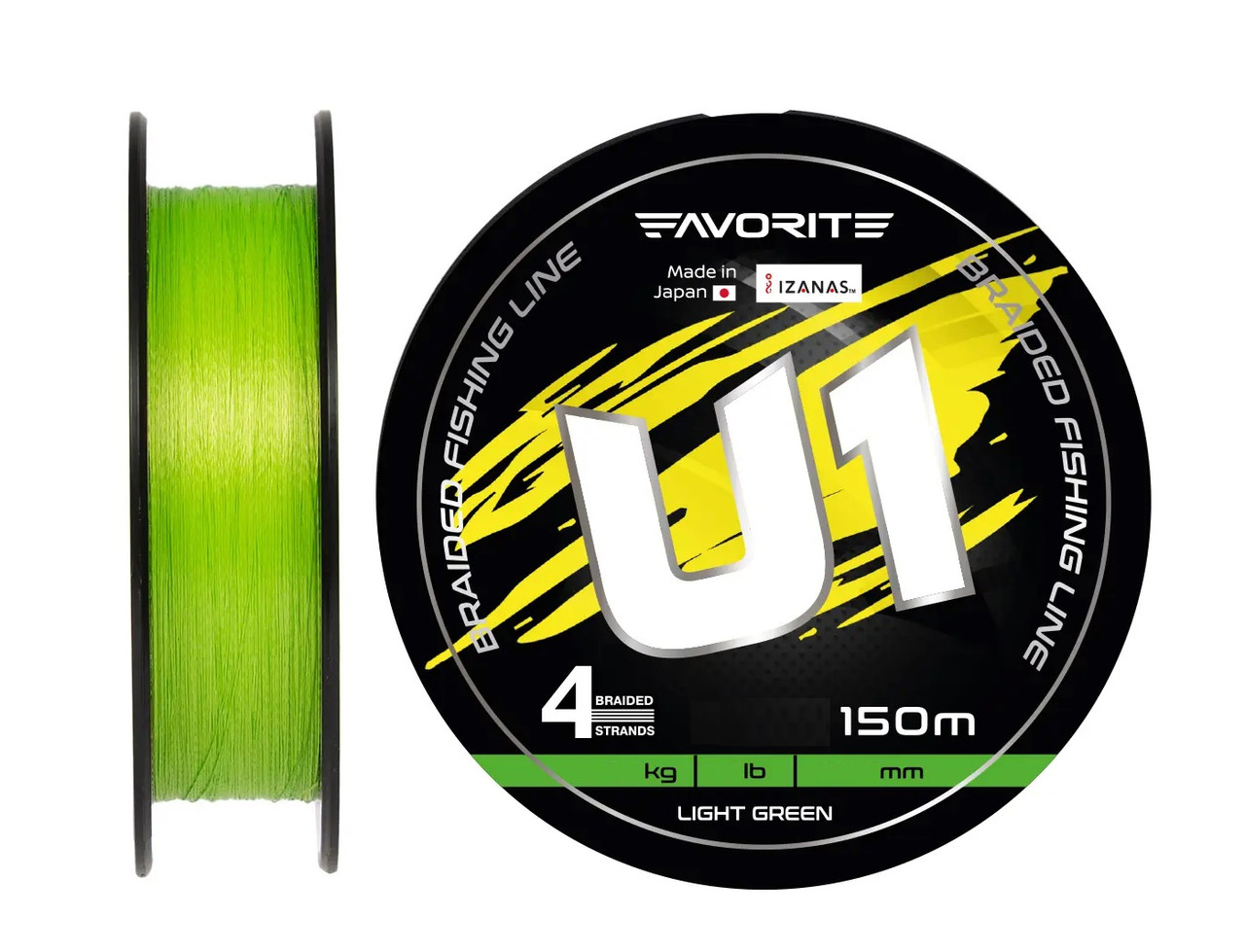 Шнур Favorite U1 PE 4x 150м (салат.) #0.5/0,121мм