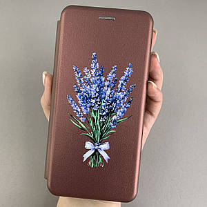 Чохол-книга для Samsung Galaxy J7 (2015) j700 книжка з принтом з лавандою на самсунг дж700 бордова q07w