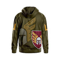 Худі чоловіче з принтом «46-та окрема аеромобільна бригада. Бойові крила» хакі, фото 2