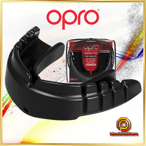 Капа боксерська для боксу ММА та єдиноборств OPRO Snap-Fit под брекети доросла 11+ з антимікробним футляром термопластикова