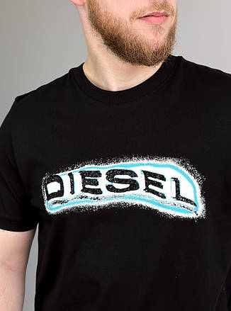 Чоловіча футболка Diesel полегшена чорна футболка Дізель для чоловіків люкс якість, фото 3