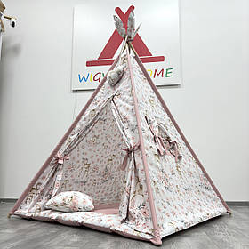 Дитячий Вігвам «Косулі», Повний комплект, В подарунок 🎁 підвіска та пірʼя на палки
