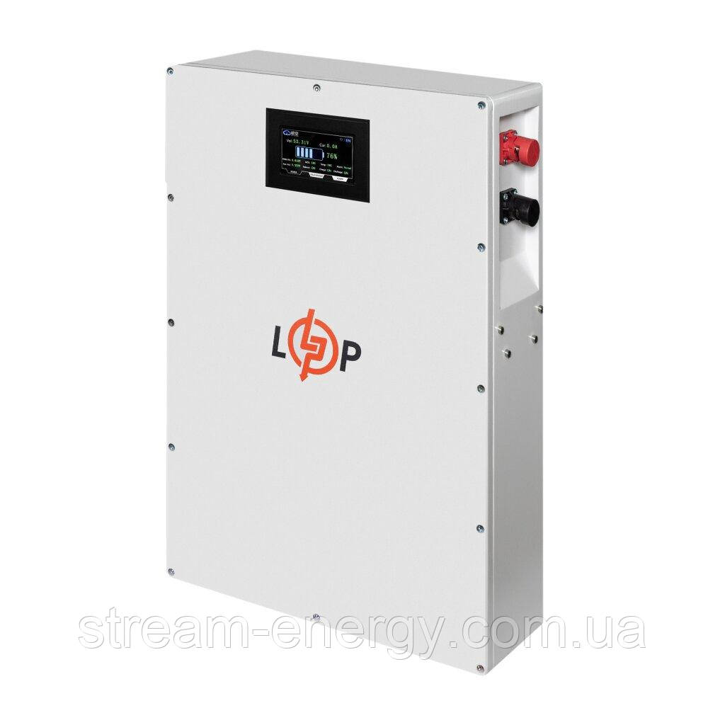 Акумулятор LP LiFePO4 51,2V - 100 Ah (5120Wh) (BMS 100A/50А) метал LCD Smart RS485/CAN JK настінний, фото 1