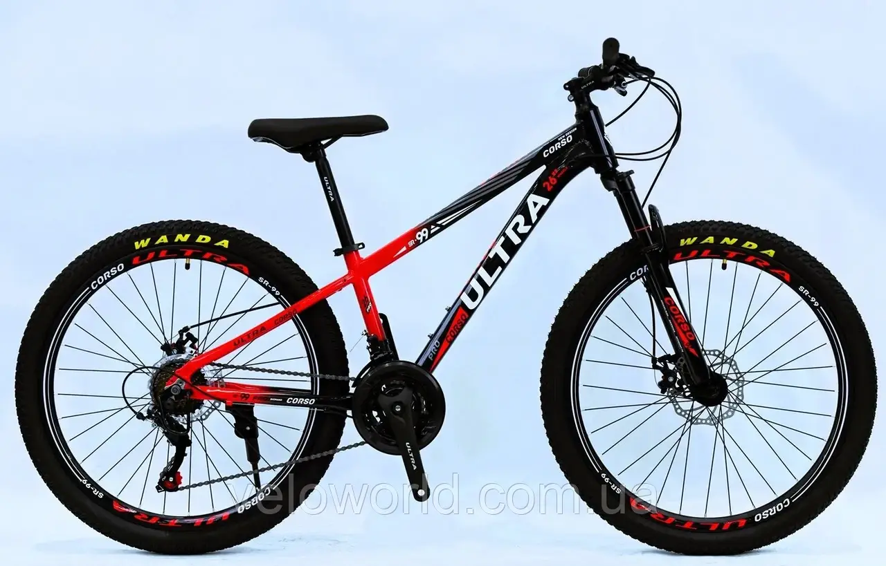 Велосипед спортивний CORSO «ULTRA» 26" дюймів UT-10658 (1) рама алюмінієва 13", обладнання Shimano 21