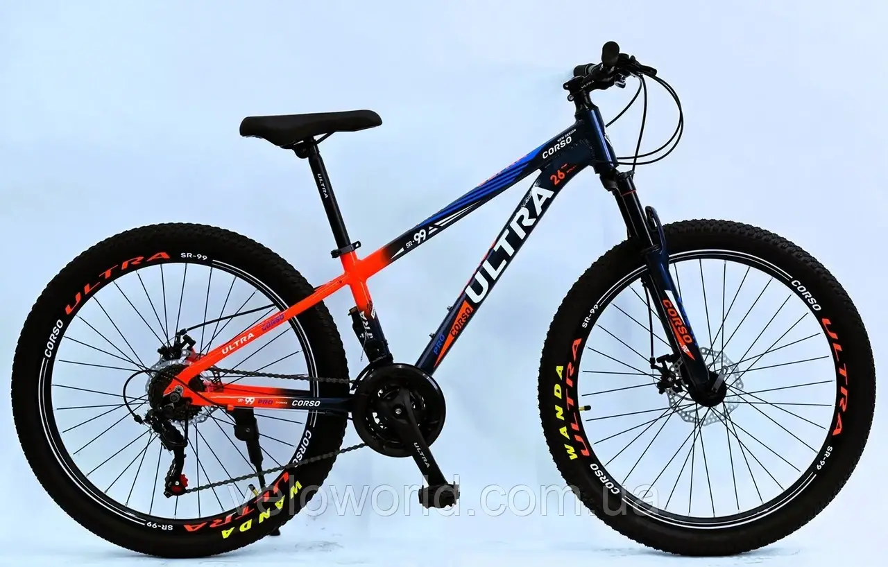 Велосипед спортивний CORSO «ULTRA» 26" дюймів UT-20545 (1) рама алюмінієва 13", обладнання Shimano 21