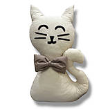 Подушка обіймашка Котик бежевий, 50см, фото 2