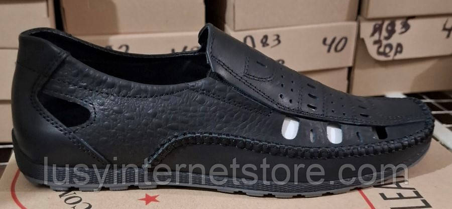 Чоловічі літні чорні туфлі  від виробника модель ИШ25-ТЧЛ, фото 1