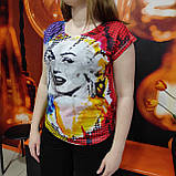 Жіноча біла футболка принт трикотаж Мерилін Монро, фото 4