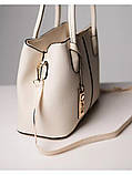 Жіноча сумка 988 крос-боді біла молочна, фото 3