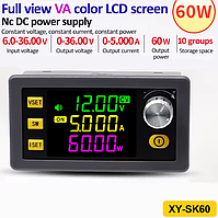 XY-SK60 — Регульований понижуючо-підвищуючий перетворювач DC-DC, лабораторне джерело живлення CC/CV (6–36В, 0–5А, до 60Вт)