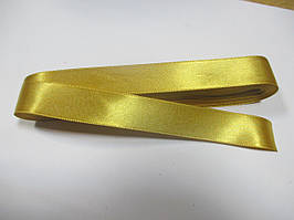 Стрічка атласна двостороння 2 см ( 10 метрів) золотиста G 02 375