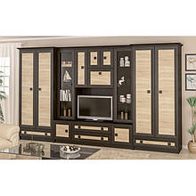 Стінка у вітальню Трістан Мебель Сервіс венге темний/дуб самоа