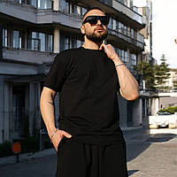 Легкий чорний спортивний костюм оверсайз літній дихаючий зручний вільний