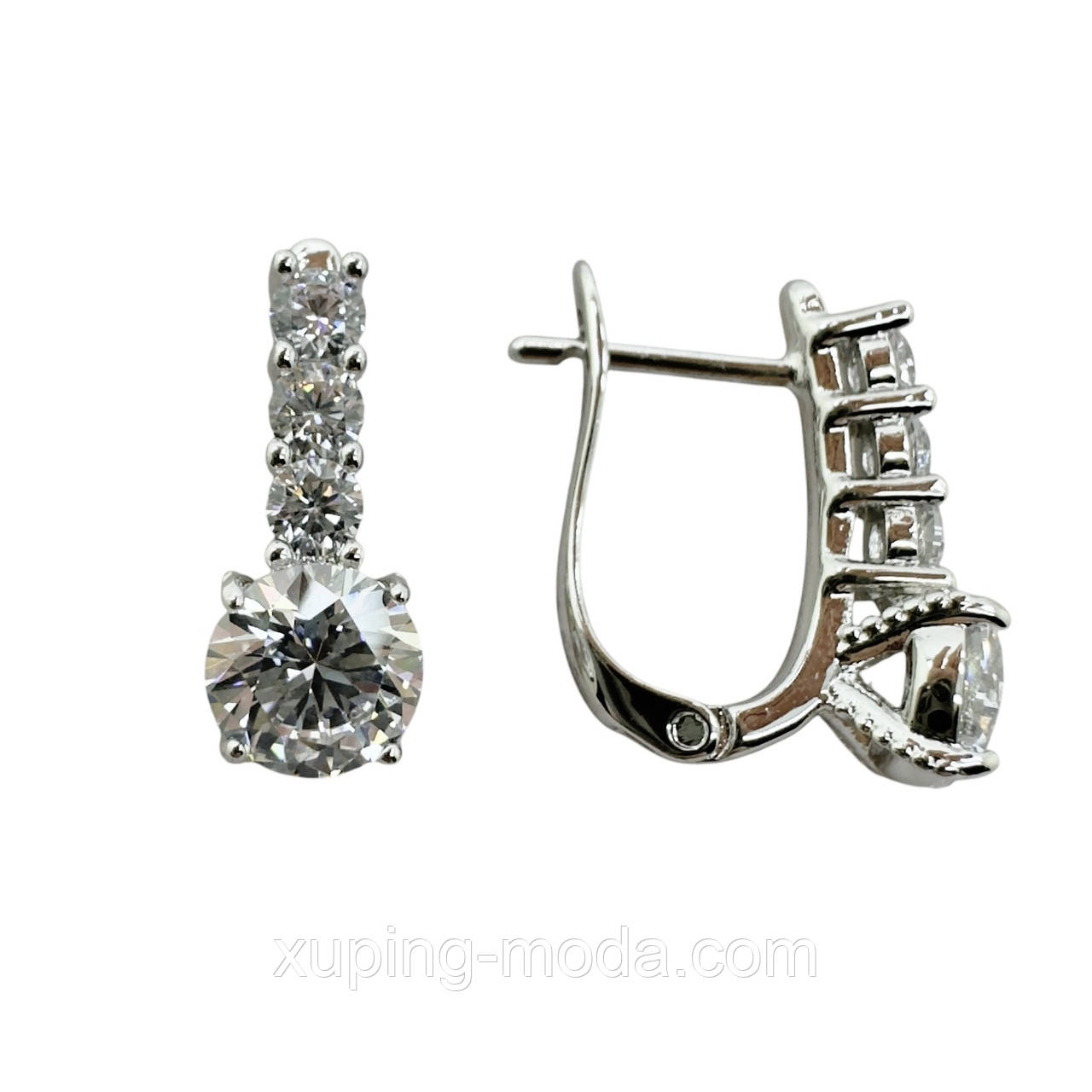 Сережки ксюпінг. 14х7 мм. Родій, фото 1