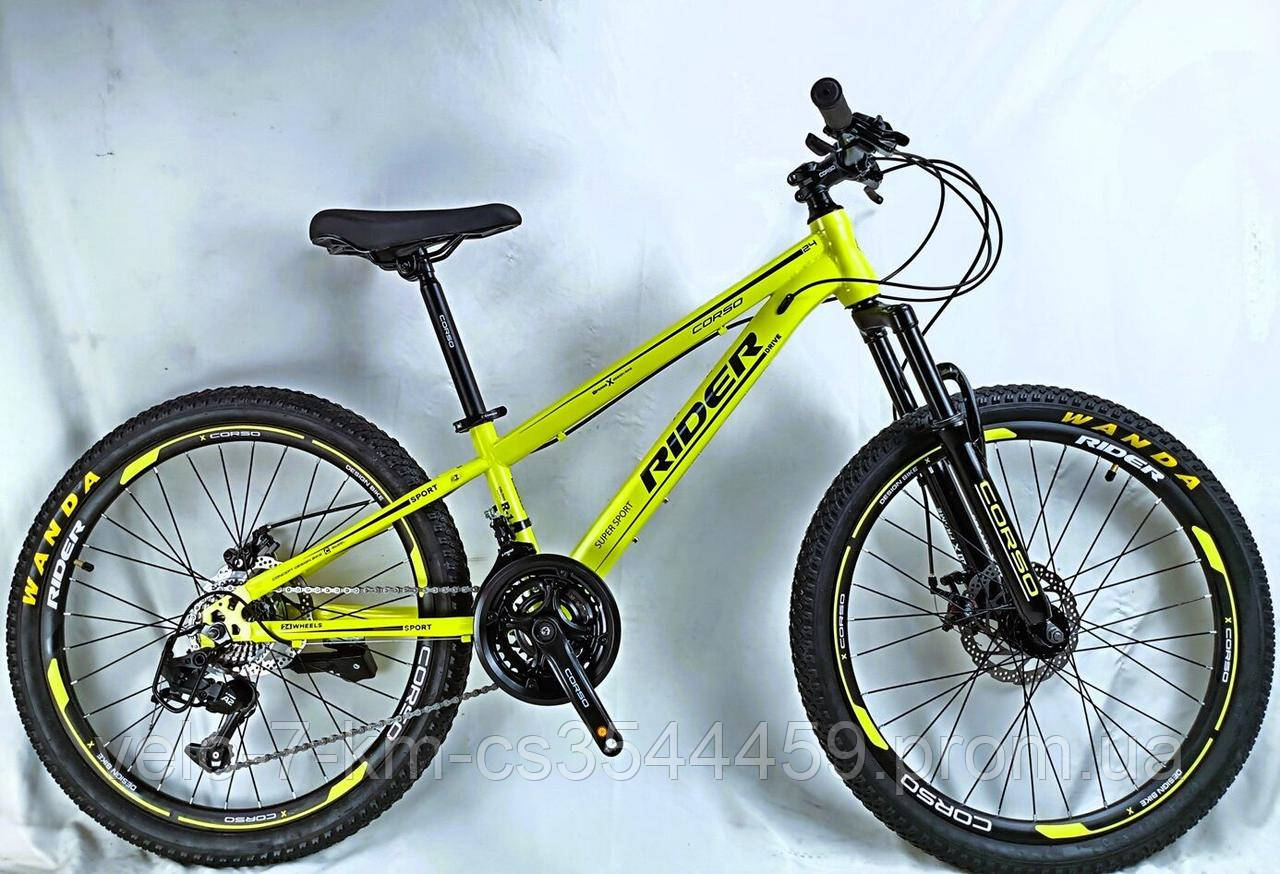 Велосипед підлітковий спортивний Corso "RIDER" 24" стальна рама 11", LTWOO A2, 21 швидкість, зібраний на 75% в коробці