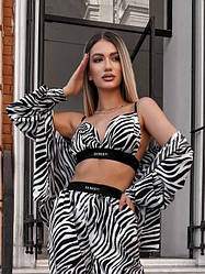 Жіночий молодіжний топ форми бралет в сафарі принт на бретелях резинках