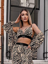 Жіночий молодіжний топ форми бралет в сафарі принт на бретелях резинках