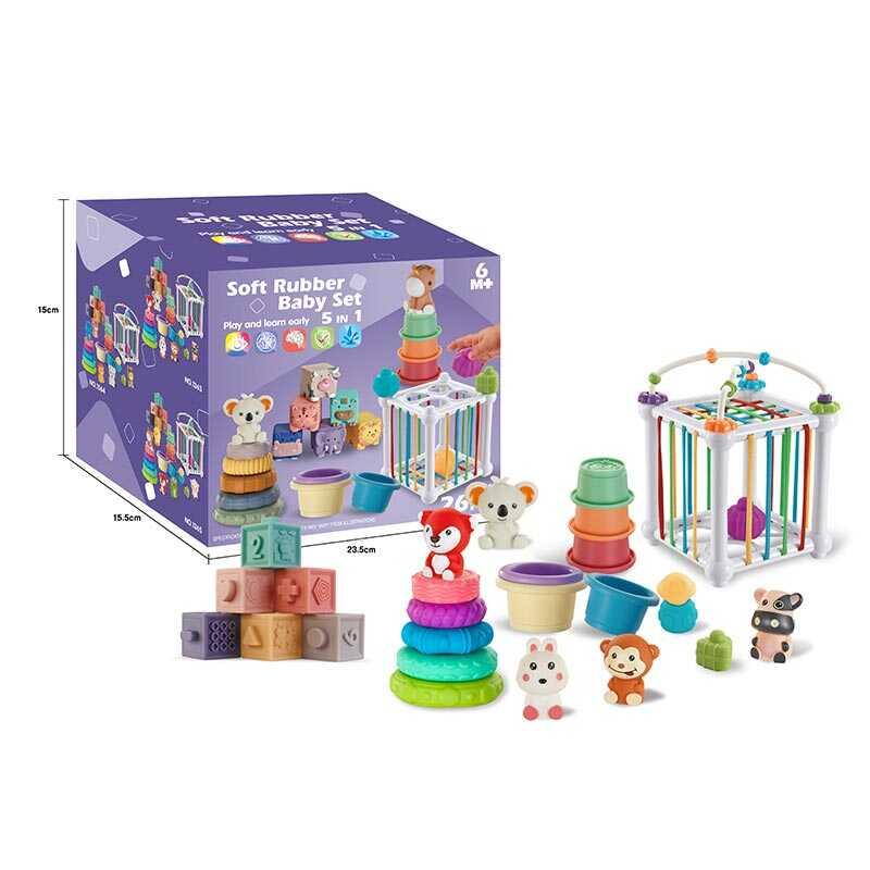 Набір для розвитку 1363 пальчиковий театр, пірамідка, пірамідка з чашечок, кубики, куб із формами, ігри із намистинами