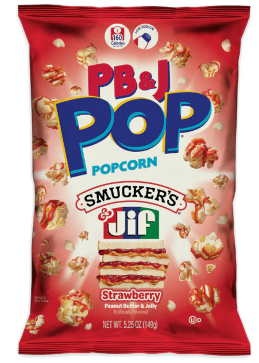 Солодкий попкорн PB&J Pop Peanut Butter & Strawberry Popcorn 149г, фото 1