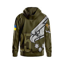 Худі чоловіче з принтом «25-та окрема повітрянодесантна бригада. Хижий політ» хакі, фото 2