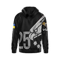 Худі чоловіче з принтом «25-та окрема повітрянодесантна бригада. Хижий політ» чорний, фото 2