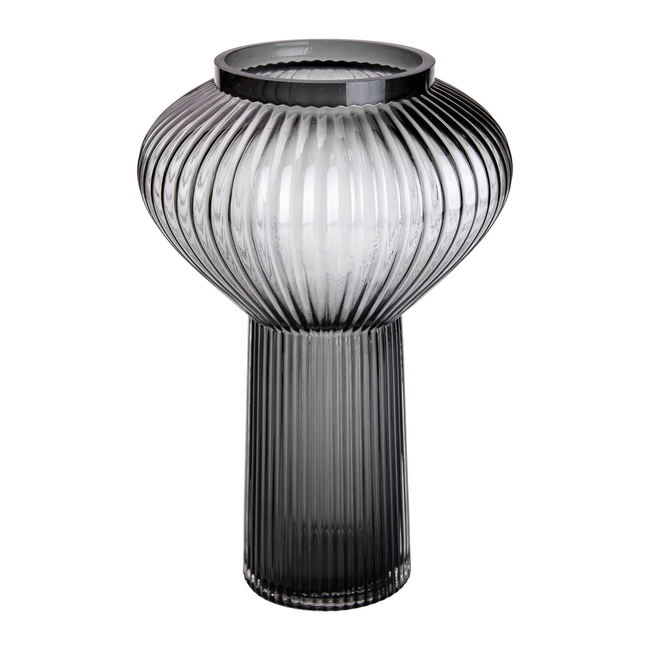 Скляна ваза 30 см сіра HP-1718