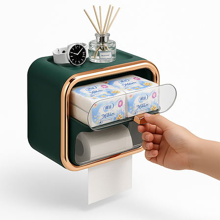Настінний тримач туалетного паперу Toilet Paper Holder GREEN (метал, антикорозійне покриття), фото 1